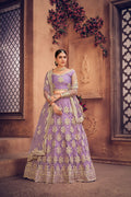 Jyoti Fashion Women's Purple Net Thread Embroidered Designer Lehenga Choli Set | Grocsy