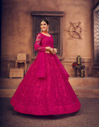 Jyoti Fashion Women's Rani Pink Net Thread Embroidered Designer Lehenga Choli Set | Grocsy