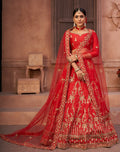 Jyoti Fashion Women's Red Taffeta Silk Thread Embroidered Designer Lehenga Choli Set | Grocsy