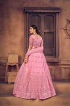 Jyoti Fashion Women's Baby Pink Net Thread Embroidered Designer Lehenga Choli Set | Grocsy