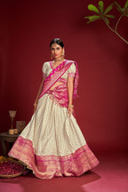 Jyoti Fashion Women's White Jacquard Zari Woven Designer Lehenga Choli Set | Grocsy