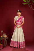 Jyoti Fashion Women's White Jacquard Zari Woven Designer Lehenga Choli Set | Grocsy