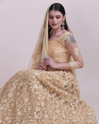 Jyoti Fashion Women's Cream Net Thread Embroidered Designer Lehenga Choli Set | Grocsy