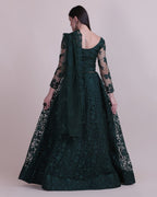 Jyoti Fashion Women's Dark Green Net Thread Embroidered Designer Lehenga Choli Set | Grocsy