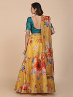 Jyoti Fashion Women's Yellow Banglory Silk Floral Printed Designer Lehenga Choli Set | Grocsy