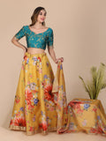 Jyoti Fashion Women's Yellow Banglory Silk Floral Printed Designer Lehenga Choli Set | Grocsy
