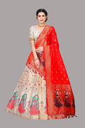 Jyoti Fashion Women's White Jacquard Zari Woven Designer Lehenga Choli Set | Grocsy
