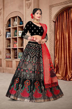 Jyoti Fashion Women's Black Jacquard Zari Woven Designer Lehenga Choli Set | Grocsy