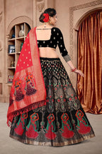 Jyoti Fashion Women's Black Jacquard Zari Woven Designer Lehenga Choli Set | Grocsy