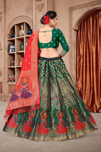Jyoti Fashion Women's Dark Green Jacquard Zari Woven Designer Lehenga Choli Set | Grocsy