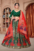 Jyoti Fashion Women's Dark Green Jacquard Zari Woven Designer Lehenga Choli Set | Grocsy