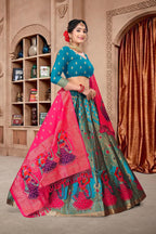 Jyoti Fashion Women's Sky Blue Jacquard Zari Woven Designer Lehenga Choli Set | Grocsy