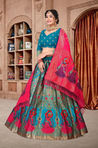 Jyoti Fashion Women's Sky Blue Jacquard Zari Woven Designer Lehenga Choli Set | Grocsy