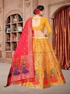 Jyoti Fashion Women's Yellow Jacquard Zari Woven Designer Lehenga Choli Set | Grocsy