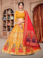 Jyoti Fashion Women's Yellow Jacquard Zari Woven Designer Lehenga Choli Set | Grocsy