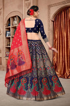 Jyoti Fashion Women's Navy Blue Jacquard Zari Woven Designer Lehenga Choli Set | Grocsy