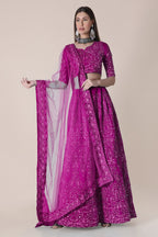 Jyoti Fashion Women's Purple Taffeta Silk Thread Embroidered Designer Lehenga Choli Set | Grocsy