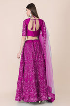 Jyoti Fashion Women's Purple Taffeta Silk Thread Embroidered Designer Lehenga Choli Set | Grocsy