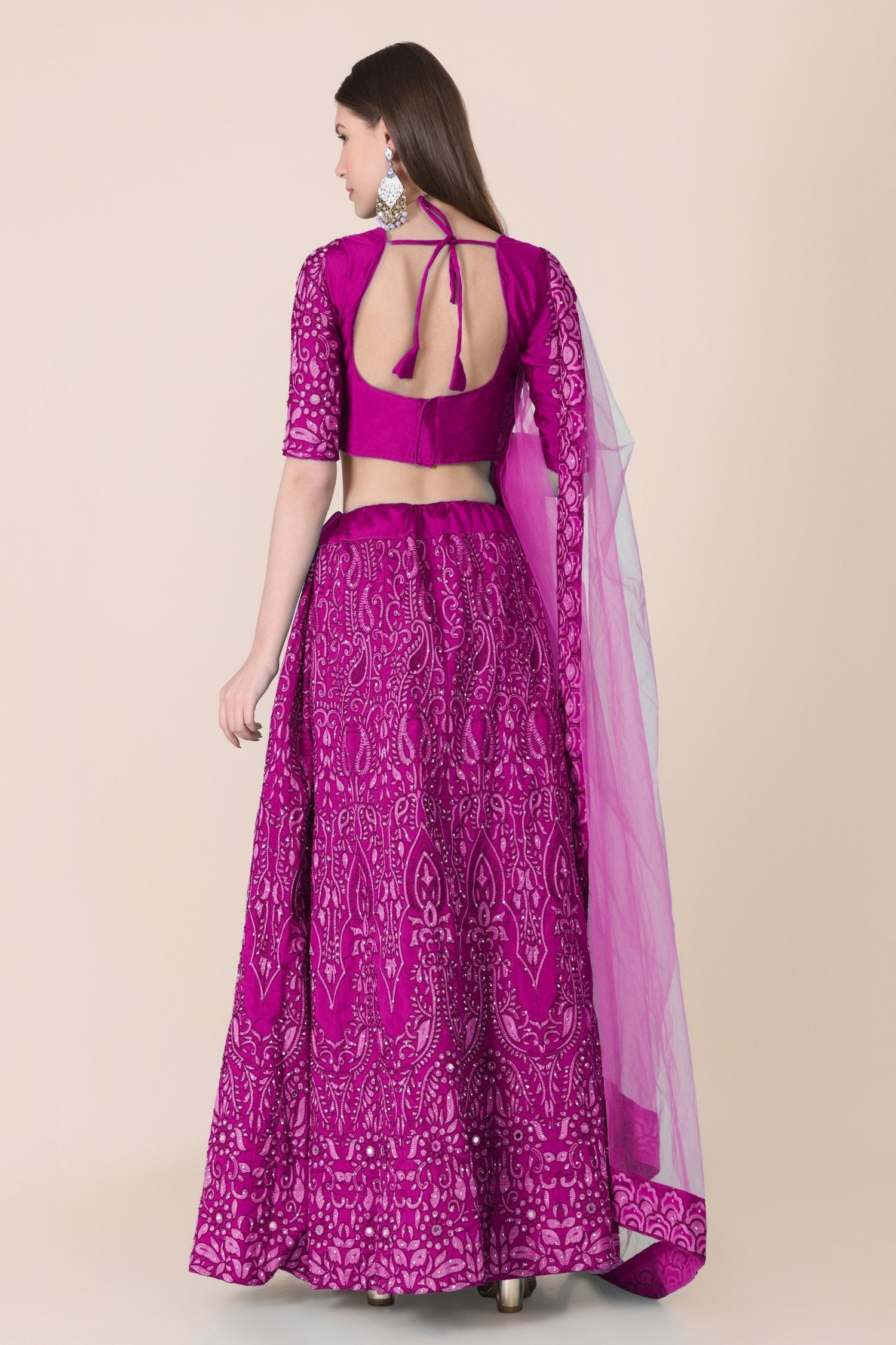 Jyoti Fashion Women's Purple Taffeta Silk Thread Embroidered Designer Lehenga Choli Set | Grocsy