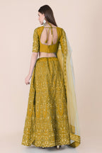 Jyoti Fashion Women's Mustard Taffeta Silk Thread Embroidered Designer Lehenga Choli Set | Grocsy