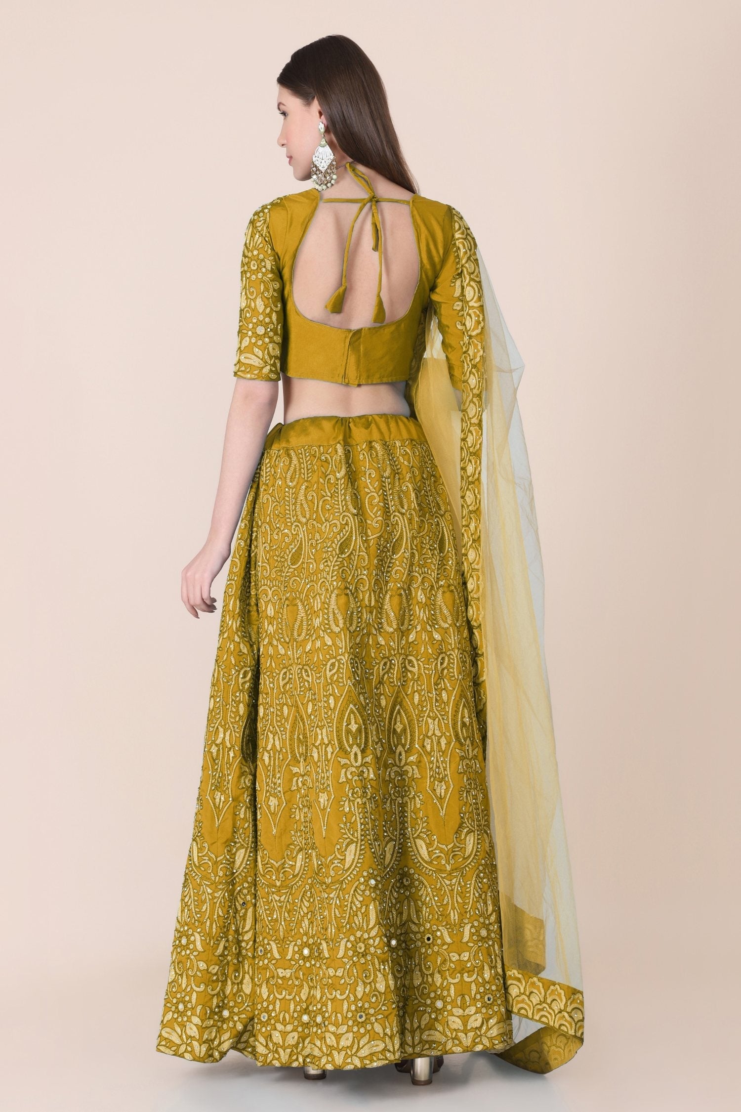 Jyoti Fashion Women's Mustard Taffeta Silk Thread Embroidered Designer Lehenga Choli Set | Grocsy