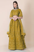 Jyoti Fashion Women's Mustard Taffeta Silk Thread Embroidered Designer Lehenga Choli Set | Grocsy