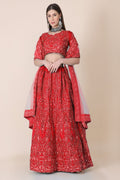 Jyoti Fashion Women's Red Taffeta Silk Thread Embroidered Designer Lehenga Choli Set | Grocsy