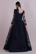 Jyoti Fashion Women's Navy Blue Net Thread Embroidered Designer Lehenga Choli Set | Grocsy