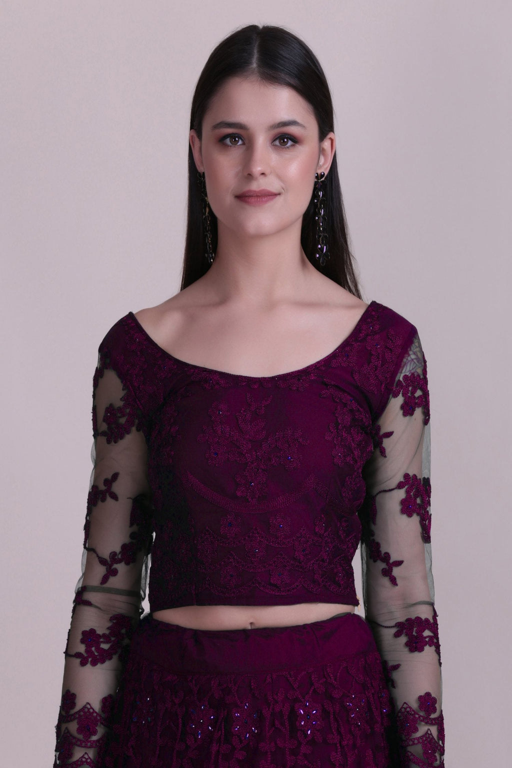 Jyoti Fashion Women's Purple Net Thread Embroidered Designer Lehenga Choli Set | Grocsy
