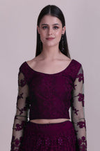 Jyoti Fashion Women's Purple Net Thread Embroidered Designer Lehenga Choli Set | Grocsy