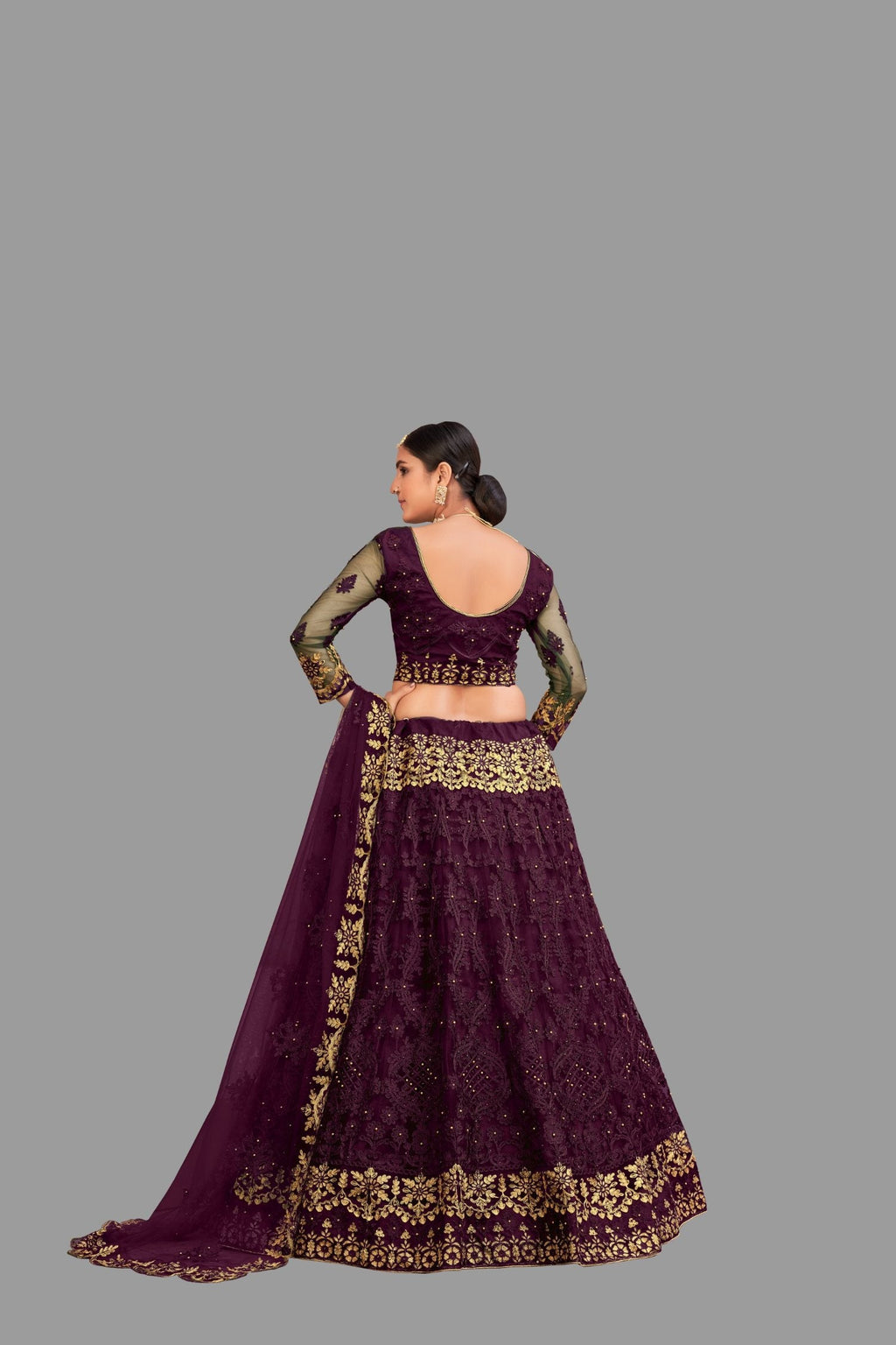 Jyoti Fashion Women's Purple Net Thread Embroidered Designer Lehenga Choli Set | Grocsy