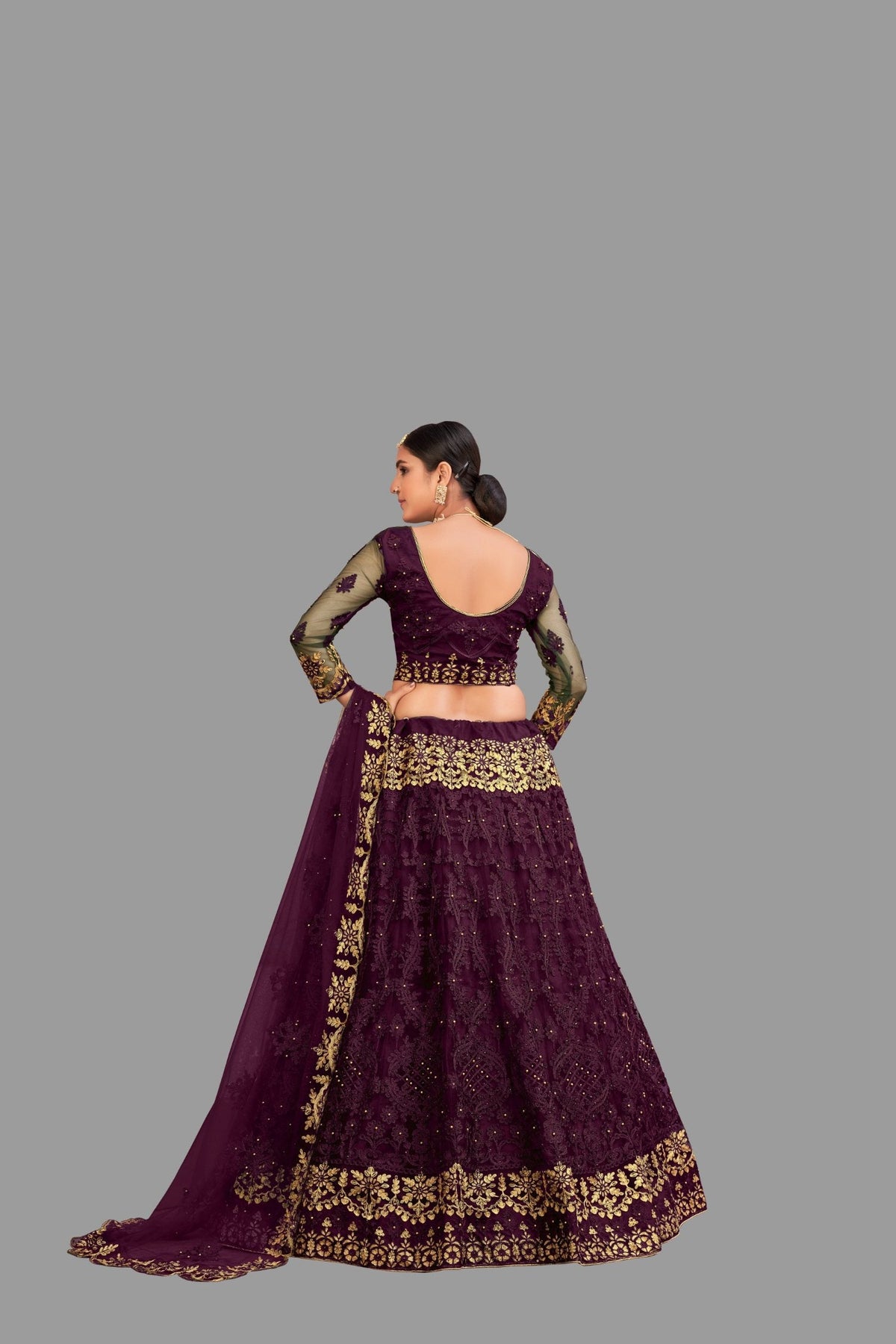 Jyoti Fashion Women's Purple Net Thread Embroidered Designer Lehenga Choli Set | Grocsy