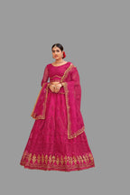 Jyoti Fashion Women's Pink Net Thread Embroidered Designer Lehenga Choli Set | Grocsy