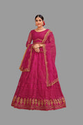 Jyoti Fashion Women's Pink Net Thread Embroidered Designer Lehenga Choli Set | Grocsy