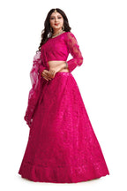 Jyoti Fashion Women's Dark Pink Net Thread Embroidered Designer Lehenga Choli Set | Grocsy