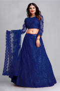 Jyoti Fashion Women's Blue Net Thread Embroidered Designer Lehenga Choli Set | Grocsy