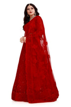 Jyoti Fashion Women's Red Net Thread Embroidered Designer Lehenga Choli Set | Grocsy