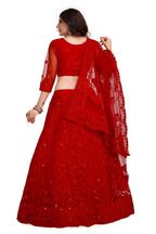 Jyoti Fashion Women's Red Net Thread Embroidered Designer Lehenga Choli Set | Grocsy