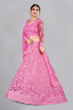 Jyoti Fashion Women's Baby Pink Net Thread Embroidered Designer Lehenga Choli Set | Grocsy
