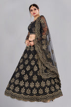 Jyoti Fashion Women's Black Net Thread Embroidered Designer Lehenga Choli Set | Grocsy
