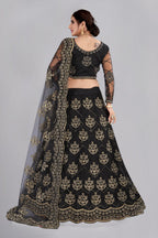 Jyoti Fashion Women's Black Net Thread Embroidered Designer Lehenga Choli Set | Grocsy