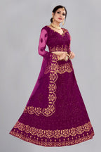 Jyoti Fashion Women's Purple Net Thread Embroidered Designer Lehenga Choli Set | Grocsy
