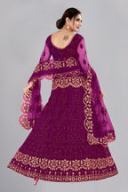 Jyoti Fashion Women's Purple Net Thread Embroidered Designer Lehenga Choli Set | Grocsy