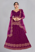 Jyoti Fashion Women's Purple Net Thread Embroidered Designer Lehenga Choli Set | Grocsy