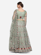 Jyoti Fashion Women's Light Green Net Thread Embroidered Designer Lehenga Choli Set | Grocsy