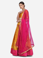 Jyoti Fashion Women's Pink Taffeta Silk Zari Woven Lehenga Choli with Dupatta | Grocsy