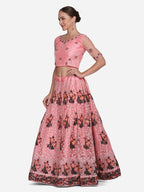 Jyoti Fashion Women's Baby Pink Net Thread Embroidered Lehenga Choli with Dupatta | Grocsy