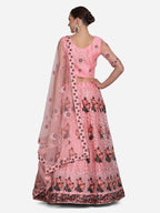 Jyoti Fashion Women's Baby Pink Net Thread Embroidered Lehenga Choli with Dupatta | Grocsy