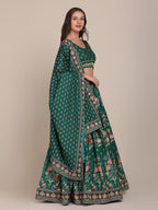 Jyoti Fashion Women's Bottle Green Crepe Floral Printed Lehenga Choli with Dupatta | Grocsy