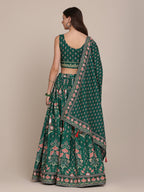 Jyoti Fashion Women's Bottle Green Crepe Floral Printed Lehenga Choli with Dupatta | Grocsy